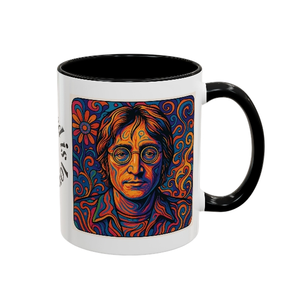 Bohemian Accent Coffee Mug, Inspirational Mug, Gift for Coffee Lovers, Retro Art Mug, John Lennon Inspired, Unique Home Decor