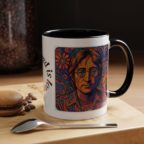 Bohemian Accent Coffee Mug, Inspirational Mug, Gift for Coffee Lovers, Retro Art Mug, John Lennon Inspired, Unique Home Decor