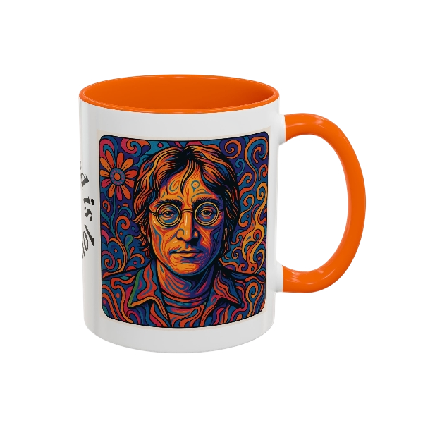 Bohemian Accent Coffee Mug, Inspirational Mug, Gift for Coffee Lovers, Retro Art Mug, John Lennon Inspired, Unique Home Decor