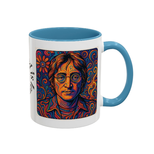 Bohemian Accent Coffee Mug, Inspirational Mug, Gift for Coffee Lovers, Retro Art Mug, John Lennon Inspired, Unique Home Decor
