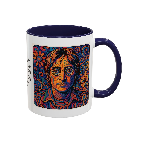 Bohemian Accent Coffee Mug, Inspirational Mug, Gift for Coffee Lovers, Retro Art Mug, John Lennon Inspired, Unique Home Decor